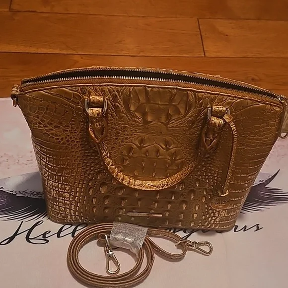 Brahmin Gold Crocodile-Embossed Satchel